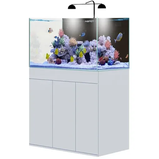 Immagine di AQPET ACQUARIO BASIC AQUA 90X50X50 IN VETRO EXTRACHIARO VERSIONE REEF CON MOBILE